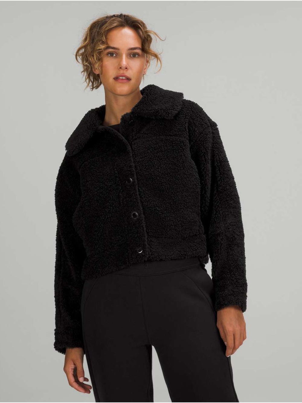 Lululemon Textured Fleece Button Jacket Black Size 4 New w/o Tags